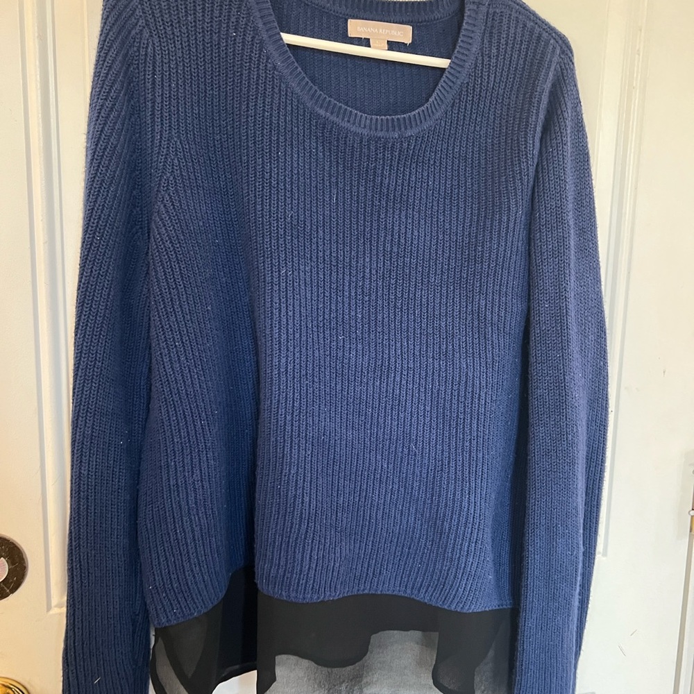 Banana Republic Blue Sweater with Black Hem